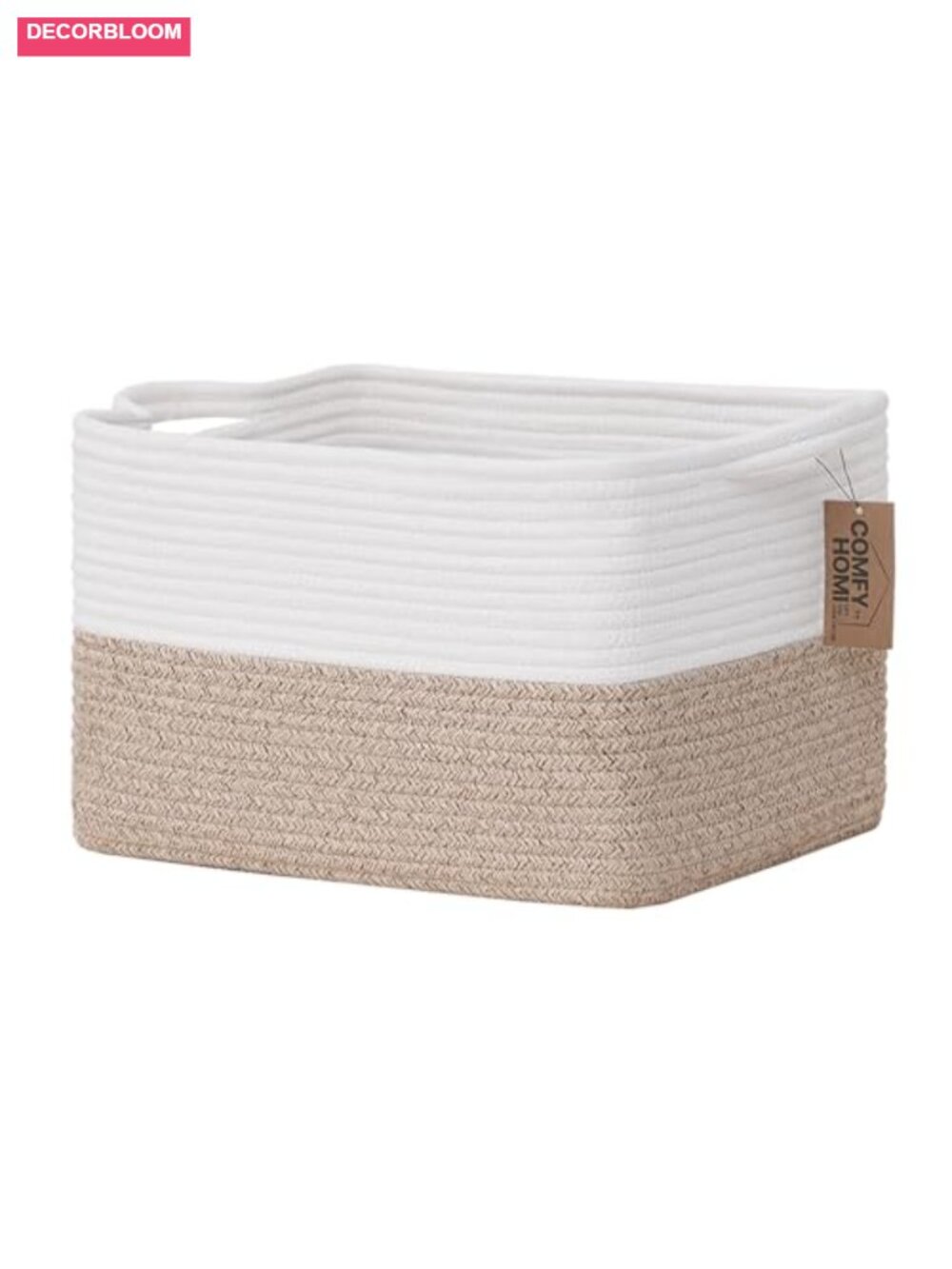 Cotton Rope Woven Storage Basket with Handles for Toys, Books, Clothes